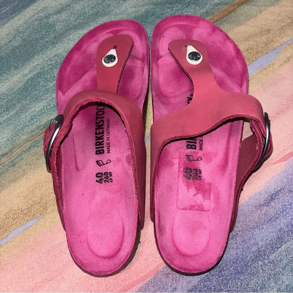 Birkenstock Gizeh Big Buckle Fuchsia Tulip Nubuck women’s size 9 - Picture 8 of 11